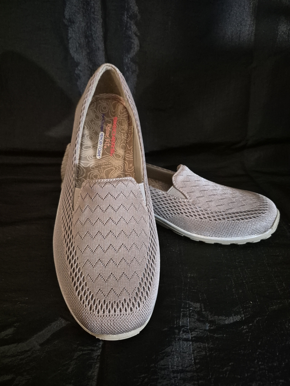 Skechers Slip-On Knit Comfort Shoes- Air-cooled in Light Taupe